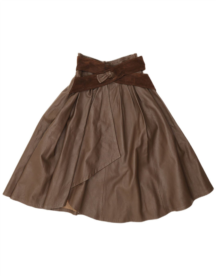 Falda acampanada de cuero vintage para mujer IT 42 Mediana W26 Marrón