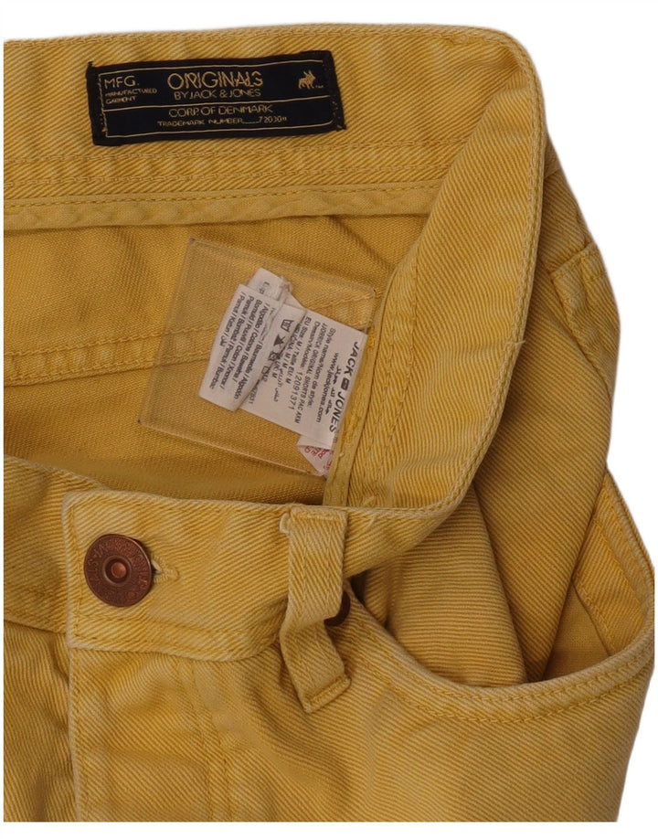 Jack & Jones Hombre Regular Fit Denim Shorts Medium W32 Algodón Amarillo
