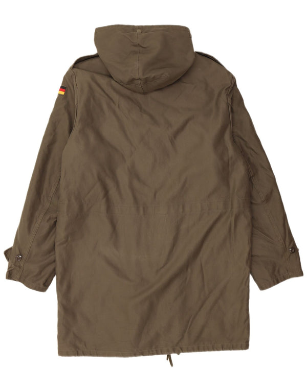 Vintage hombres con capucha chaqueta parka militar Reino Unido 38 medio caqui