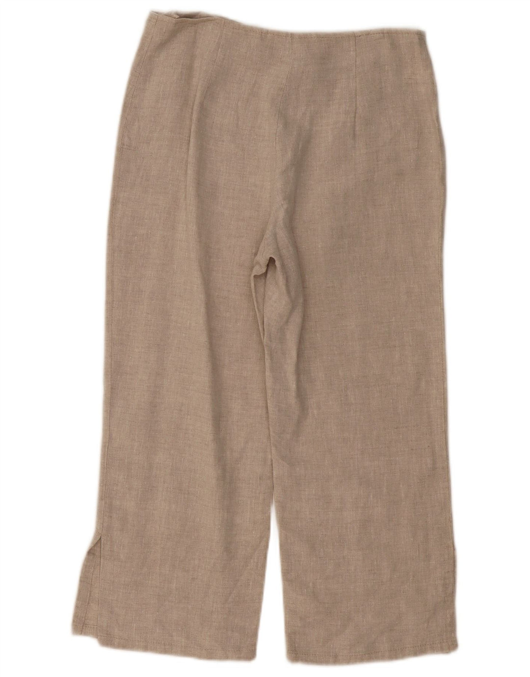 VINTAGE Pantalones Capri rectos para mujer Reino Unido 10 Pequeño W30 L21 Lino beige