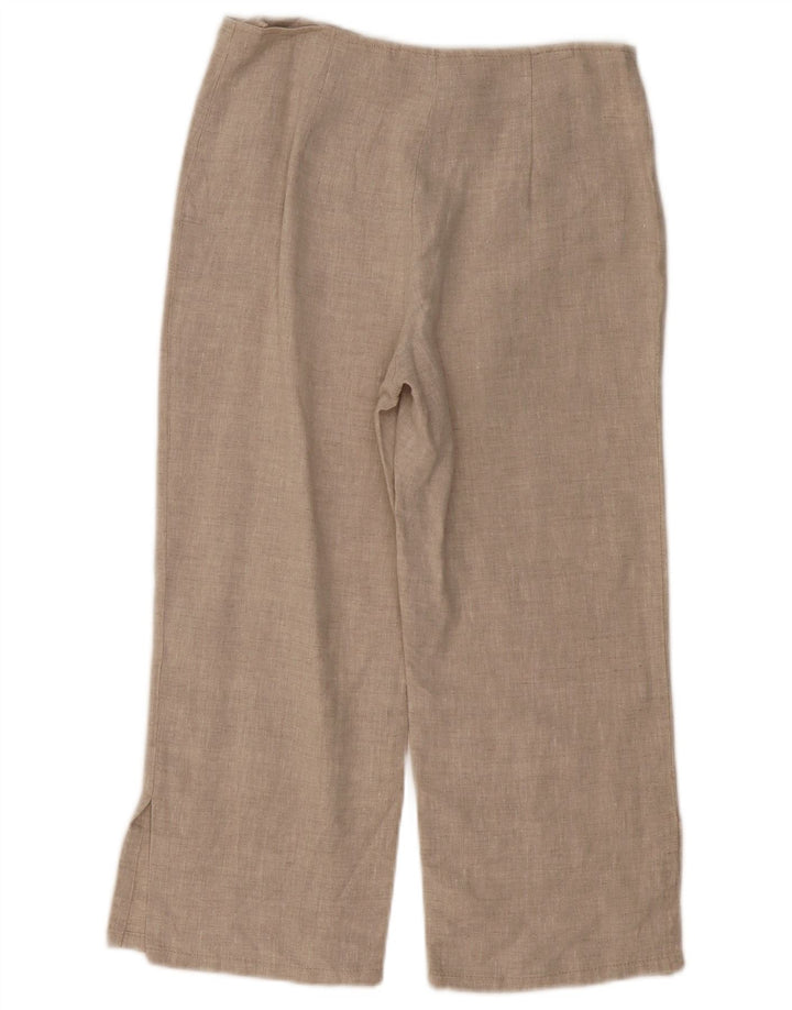 VINTAGE Pantalones Capri rectos para mujer Reino Unido 10 Pequeño W30 L21 Lino beige