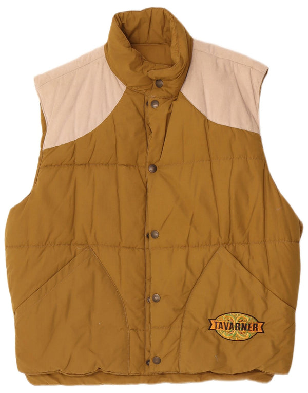 Tavarner Chaleco acolchado para hombre UK 40 Large Caqui Colorblock Algodón