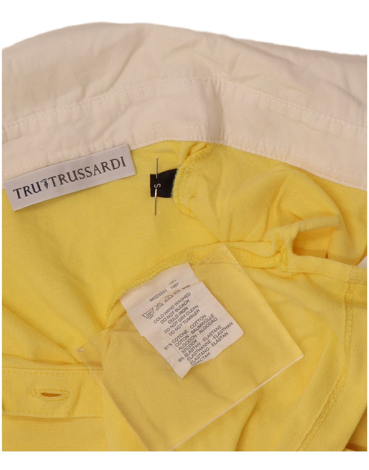 Trussardi Polo para mujer UK 10 Small Amarillo Algodón