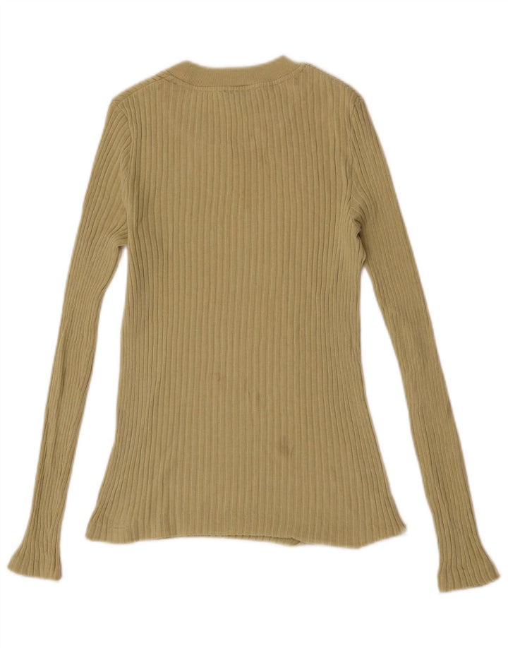Massimo Dutti Top Mujer Manga Larga UK 8 Small Caqui