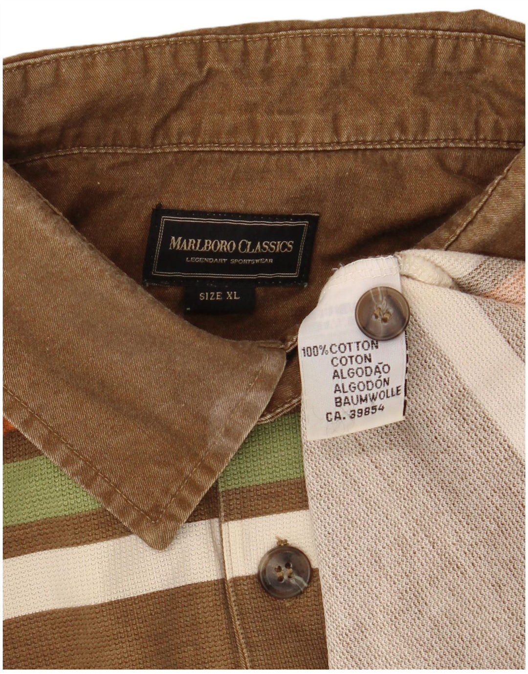 MARLBORO CLASSICS Polo Hombre XL Algodón Rayas Marrón