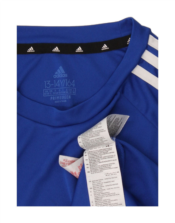 ADIDAS Boys Aeroready T-Shirt Top 13-14 Years  Blue Polyester Vintage Adidas and Second-Hand Adidas from Messina Hembry 