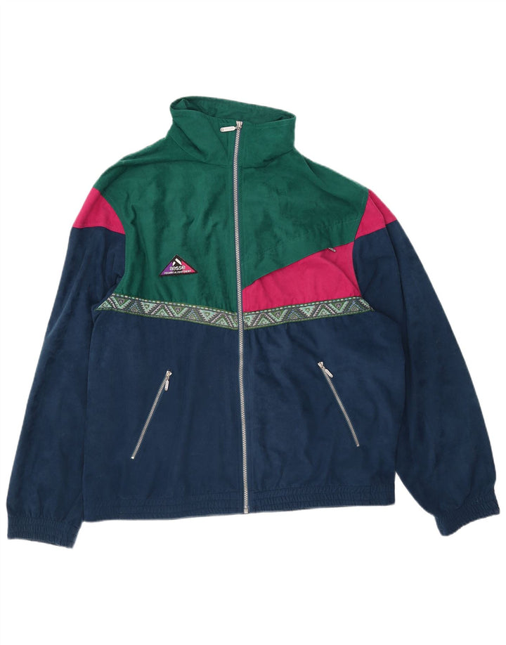 Aesse Mens Velour Chándal Top Chaqueta 2XL Azul Marino Colorblock Poliéster