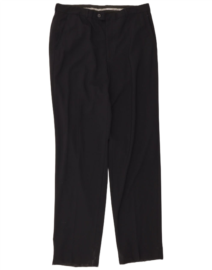 Armani Hombre Pantalones De Traje Rectos W34 L36 Negro