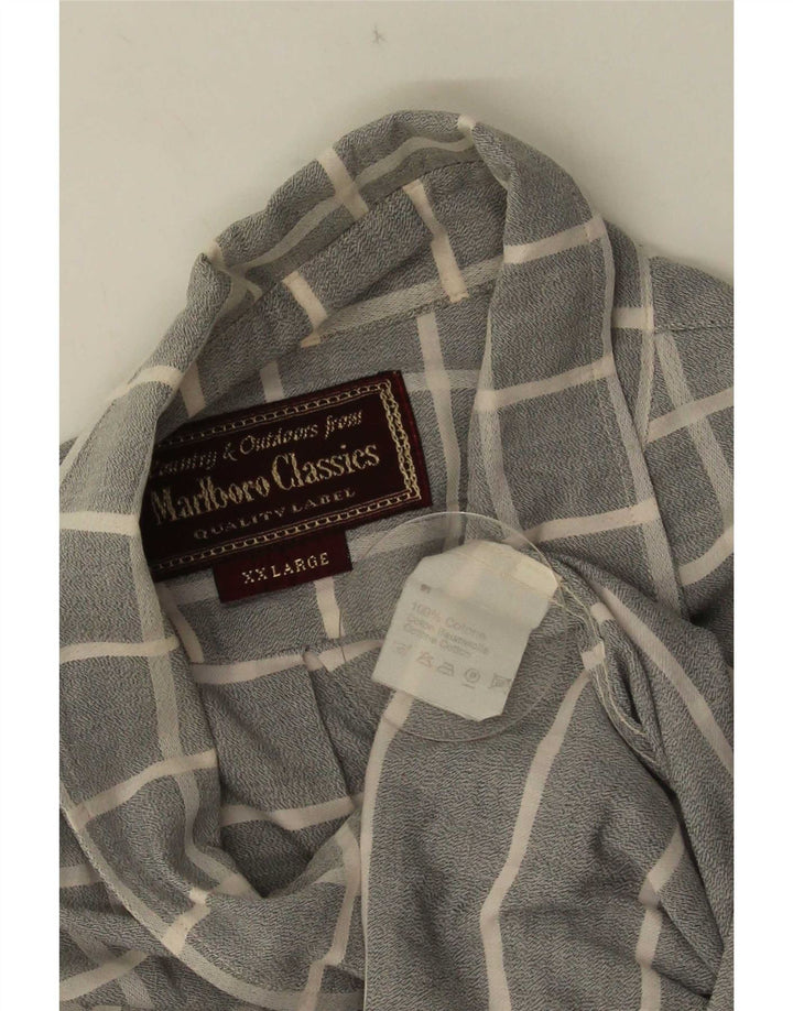 Marlboro Classics Camisa de manga corta para hombre 2XL Algodón a cuadros gris