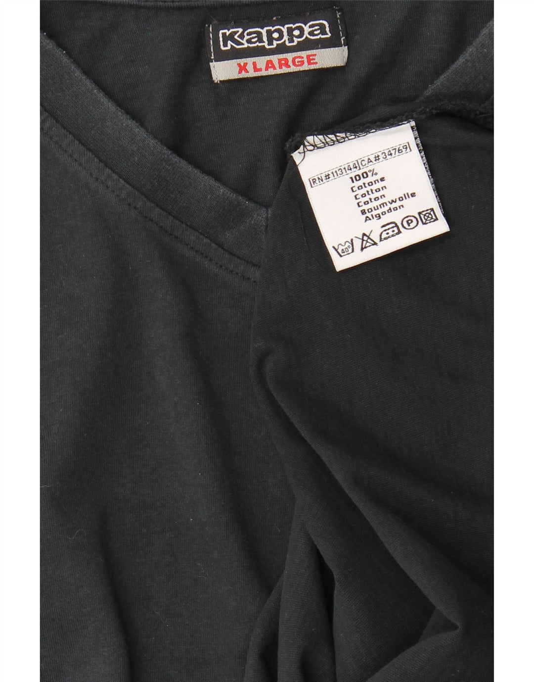 Kappa Camiseta Hombre Top XL Algodón Negro