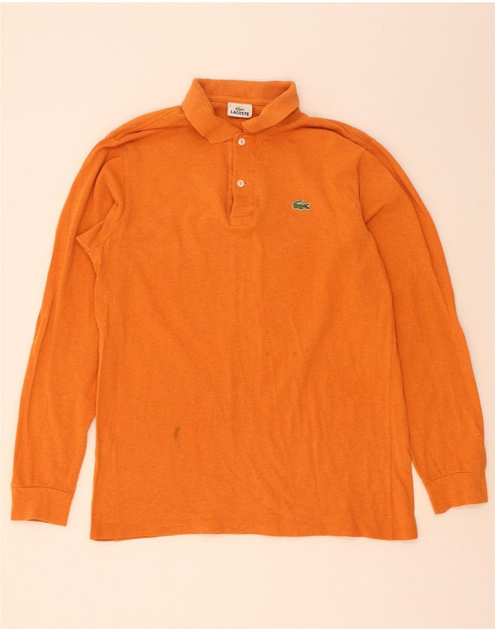 Lacoste Polo de manga larga para hombre talla 4 mediano algodón naranja
