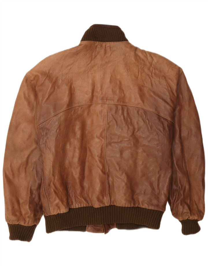 Chaqueta de cuero vintage para hombre UK 36 Small Brown