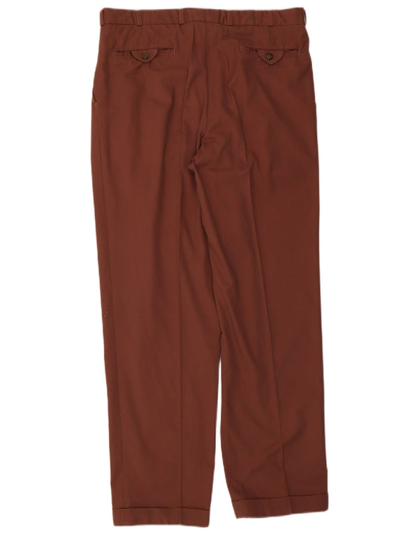 Vintage Hombres Pegged Traje Pantalones W34 L32 Marrón