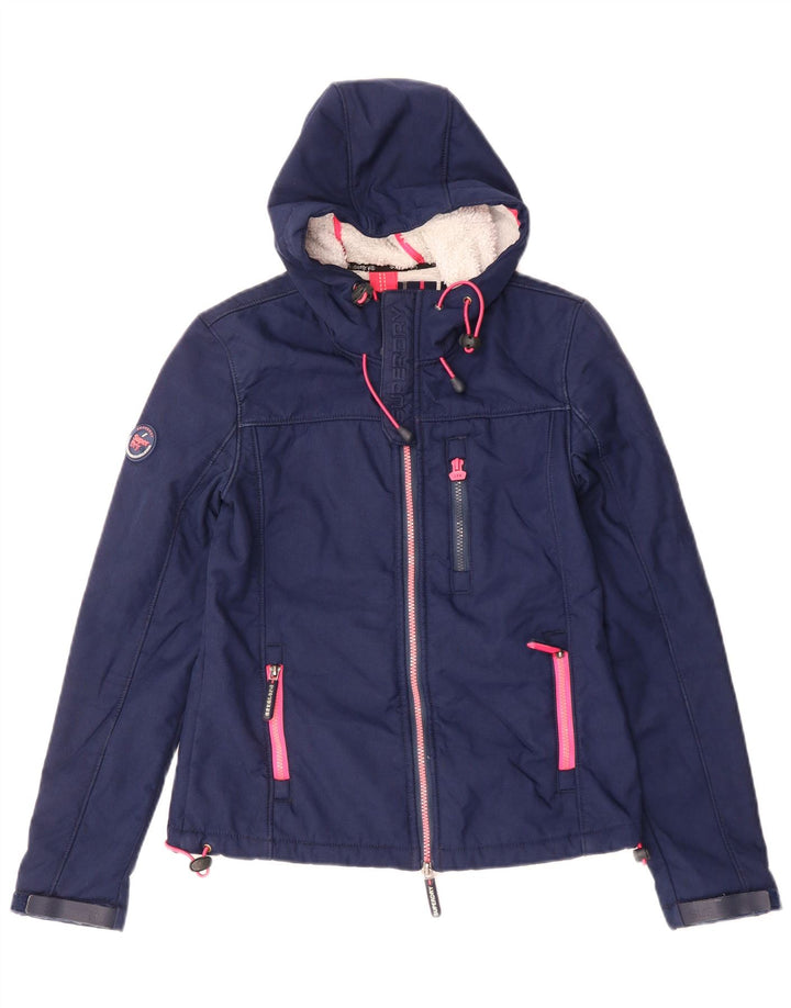 Superdry Chaqueta cortavientos con capucha para mujer UK 6 XS Poliéster azul marino