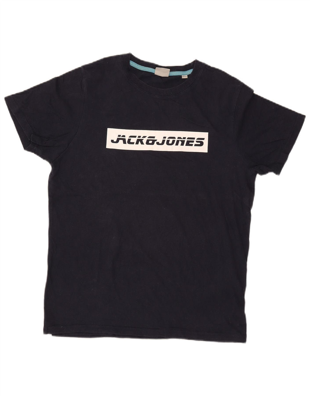 JACK & JONES Hombre Camiseta Gráfica Top Medium Azul Marino Algodón