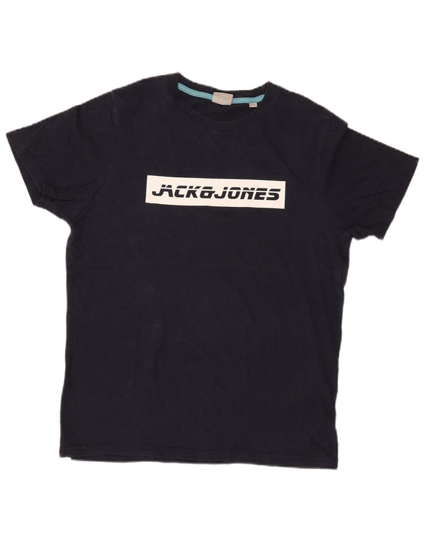 JACK & JONES Hombre Camiseta Gráfica Top Medium Azul Marino Algodón
