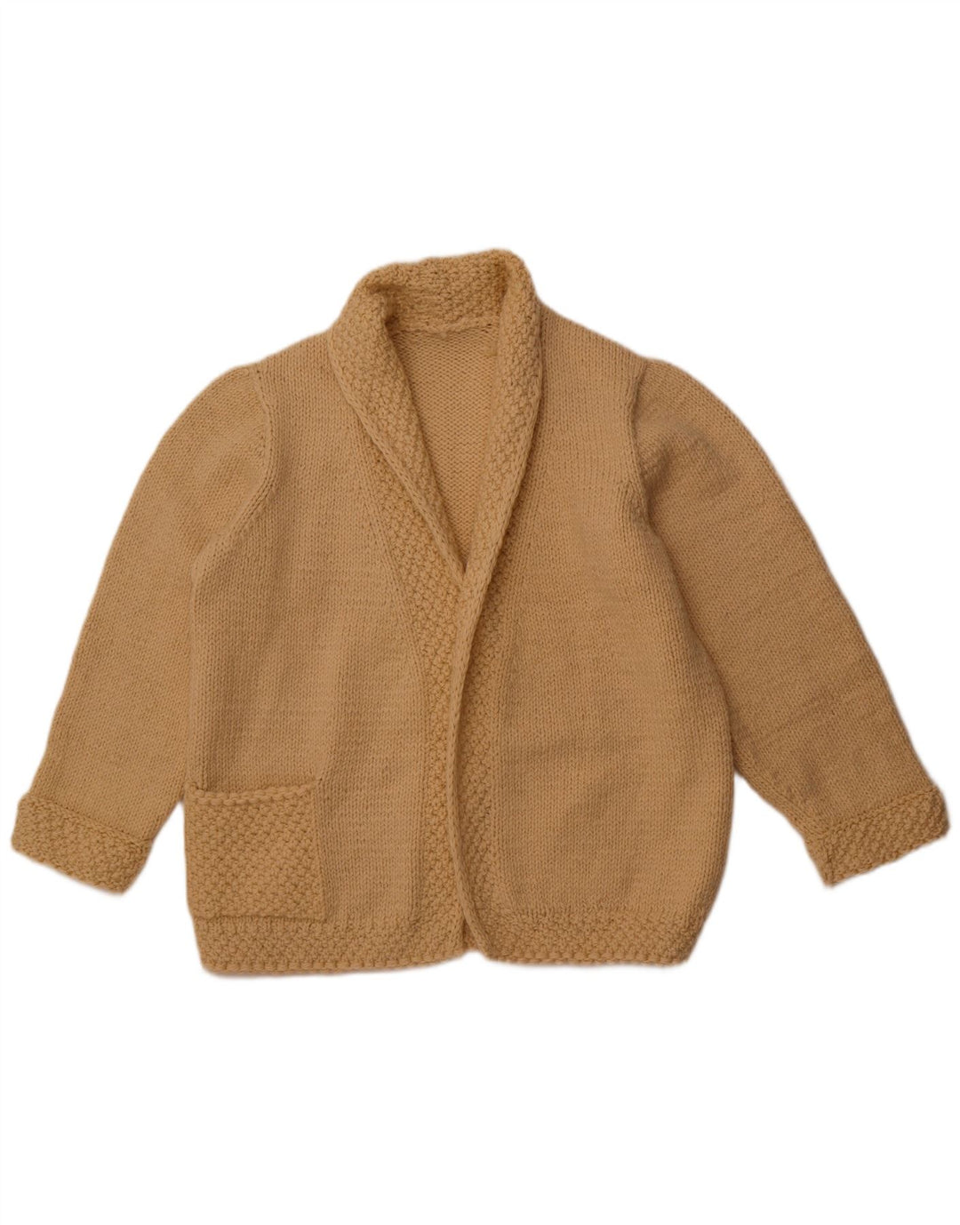 VINTAGE Mujer Open Cardigan Suéter Reino Unido 16 Grande Beige