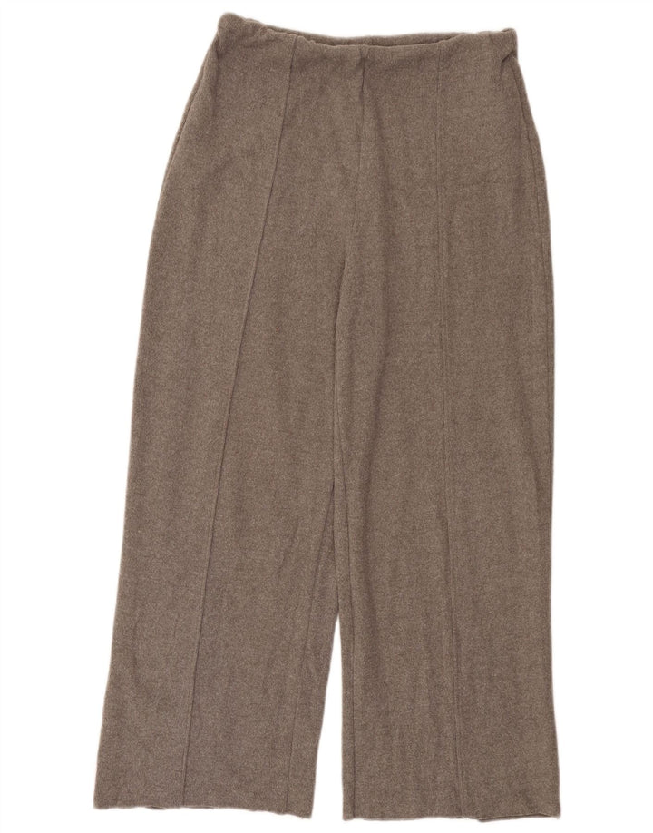 Zara Mujer Pantalones Anchos De Cintura Alta UK 44 Poliéster Gris Medio