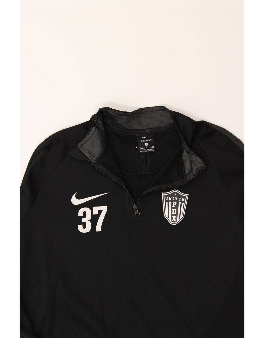 NIKE Mens United PDX Graphic Zip Neck Pullover Tracksuit Top Small Black Vintage Nike and Second-Hand Nike from Messina Hembry 