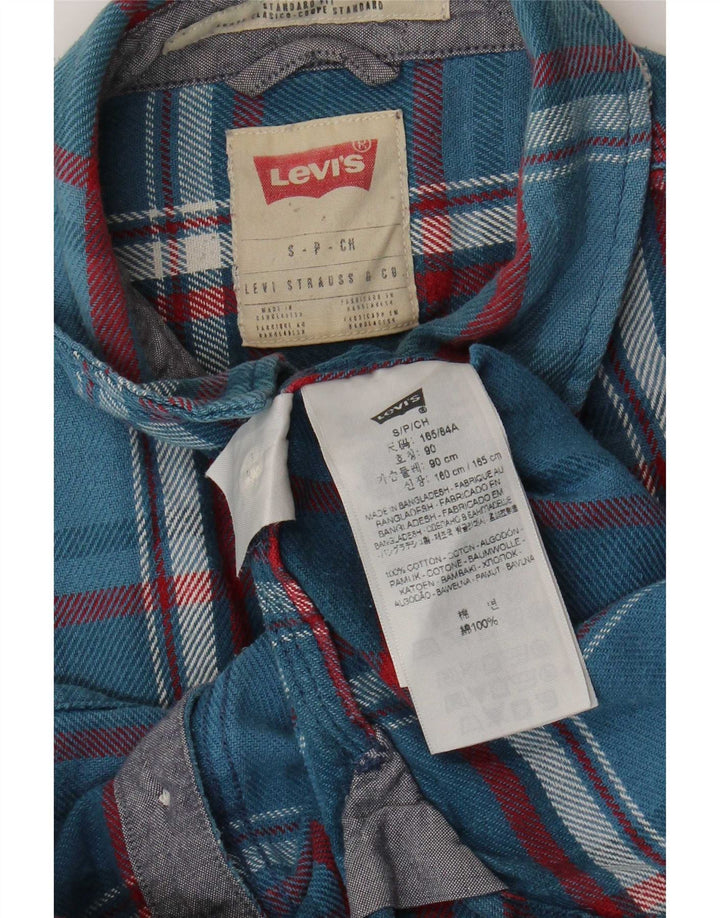 Levi's Camisa de franela de corte estándar para hombre, cuadros azules pequeños