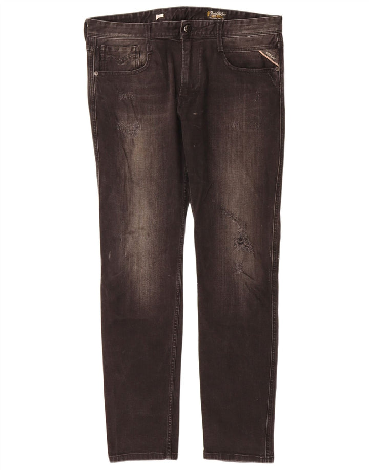 Vaqueros ajustados desgastados para mujer Replay W34 L32 Negro