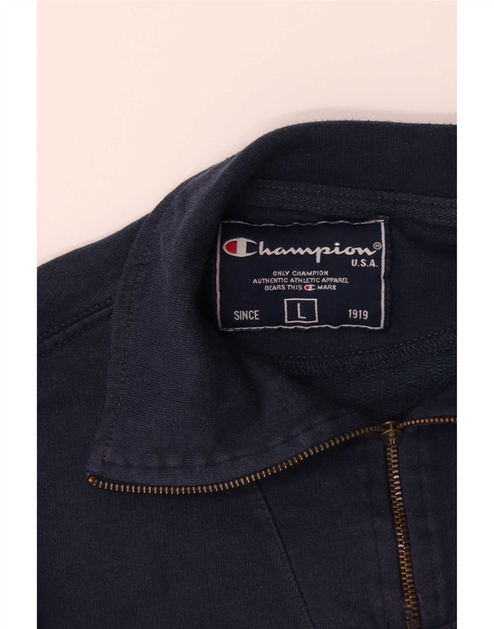 Champion Sudadera con cuello y cremallera para hombre, talla grande, azul marino