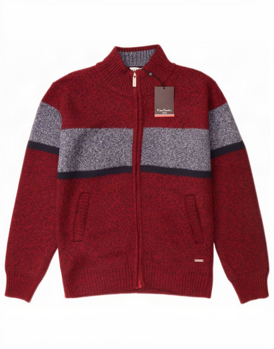 Pierre Cardin Cárdigan De Hombre Pequeño Poliéster Color Block Rojo