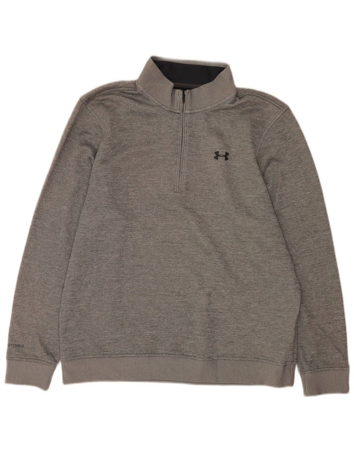 Under Armour Hombre Cold Gear Zip Neck Sudadera Jumper Grande Gris Moteado