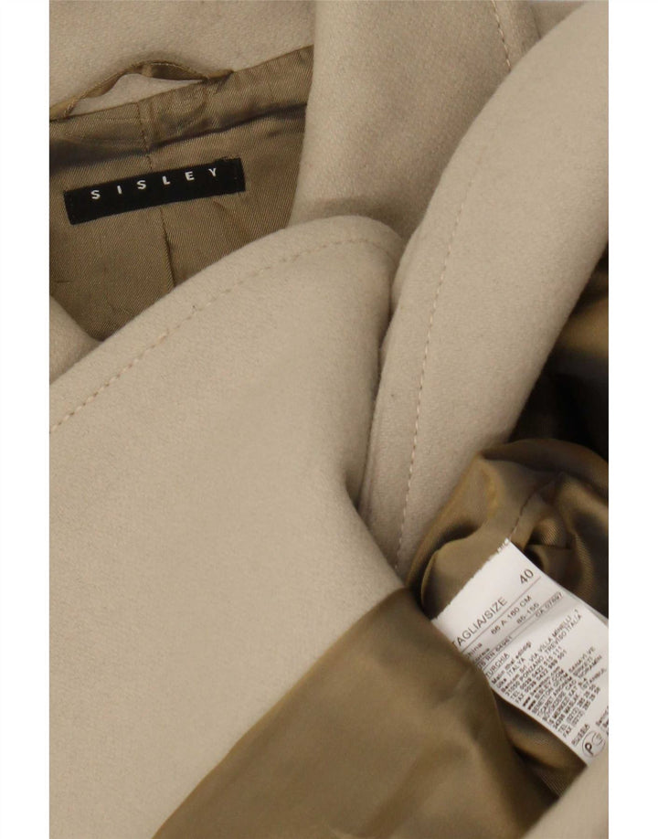Sisley Abrigo De Doble Botonadura IT 40 Small Beige Lana