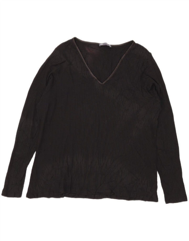 Marks & Spencer - Camiseta de manga larga para mujer, talla 40, 4XL, viscosa negra