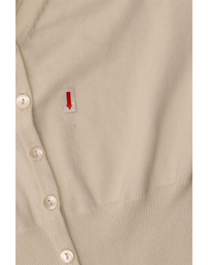 MONSOON Suéter tipo cárdigan de manga 3/4 para mujer UK 40 Algodón blanco mediano