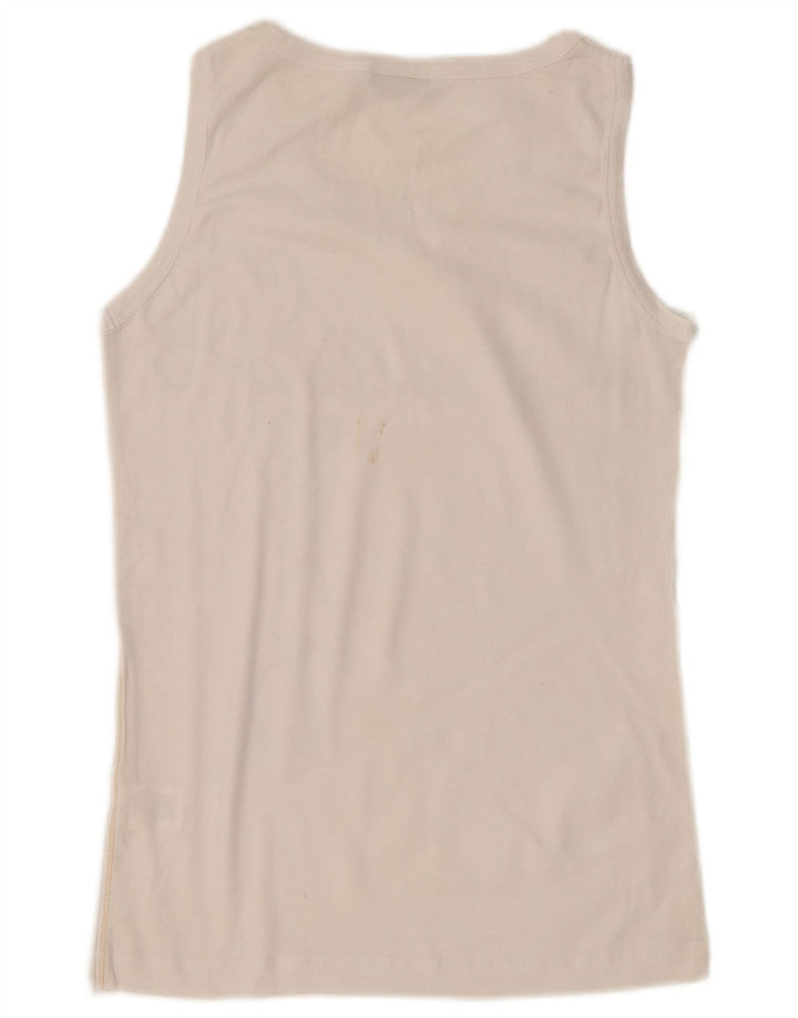 Diadora Camiseta sin mangas estampada para mujer UK 40 Algodón blanco mediano