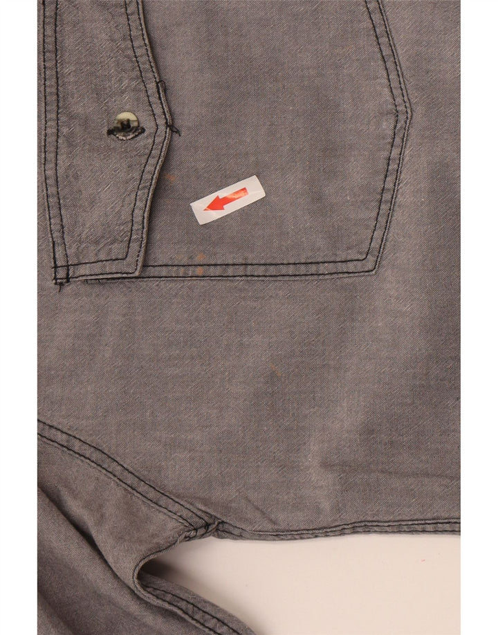 Camisa Stefanel Hombre Grande Gris Algodón