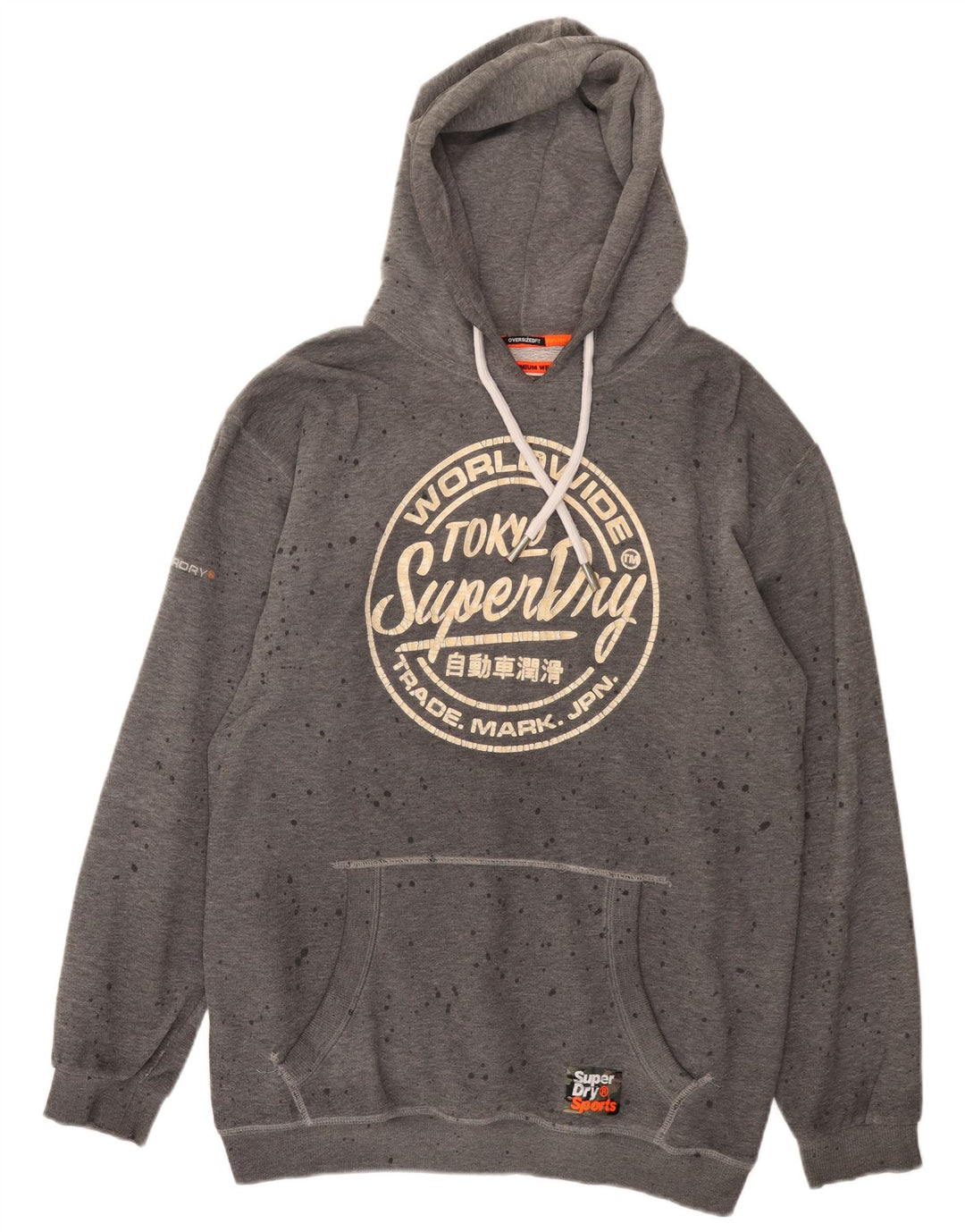 SUPERDRY Jersey con capucha gráfica para hombre XL Algodón con manchas grises