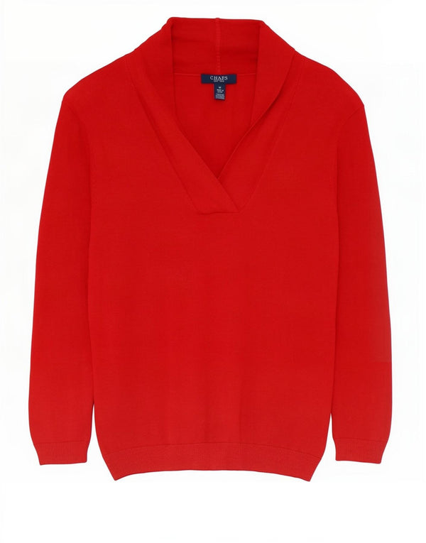 Chaps Suéter con cuello chal para mujer UK 12 Medium Red Silk
