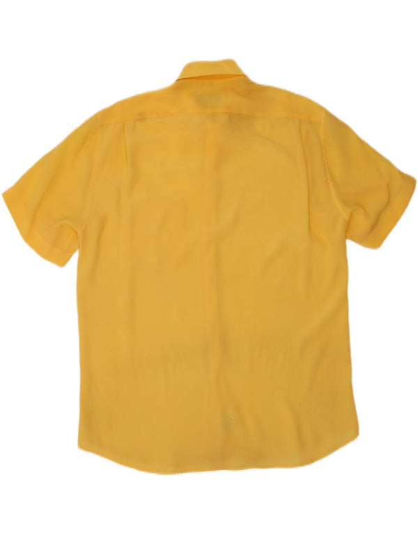 Camisa vintage de manga corta para hombre poliéster amarillo grande