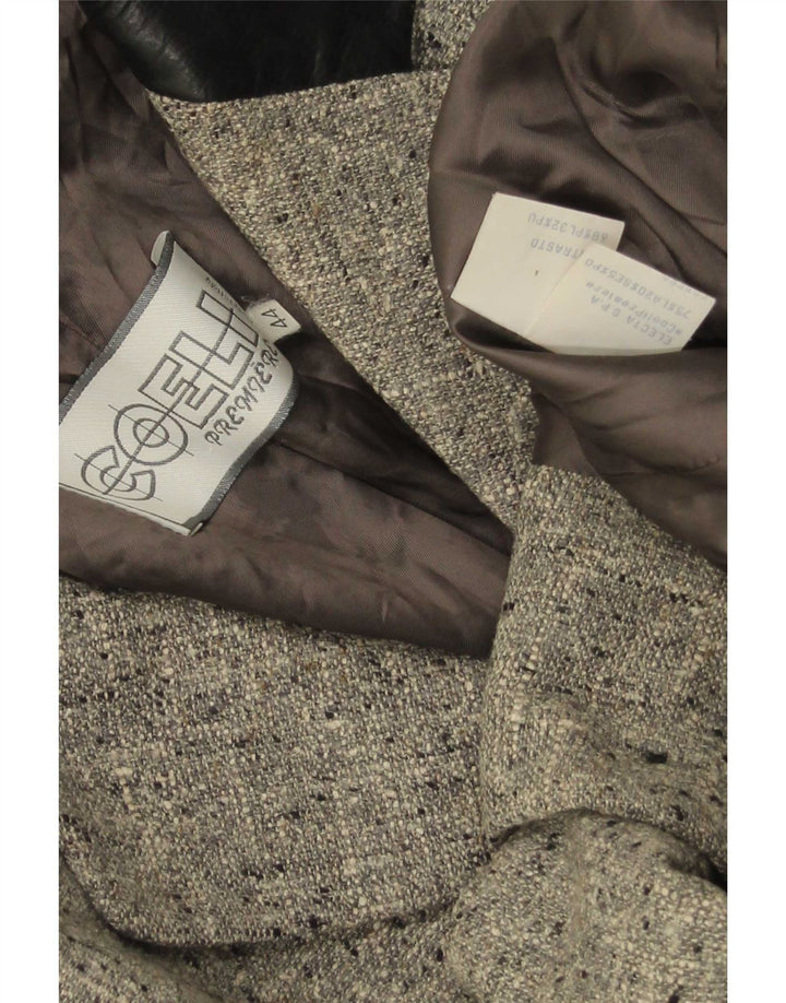 Vintage mujer 3 botones Blazer chaqueta IT 44 lana moteada gris medio