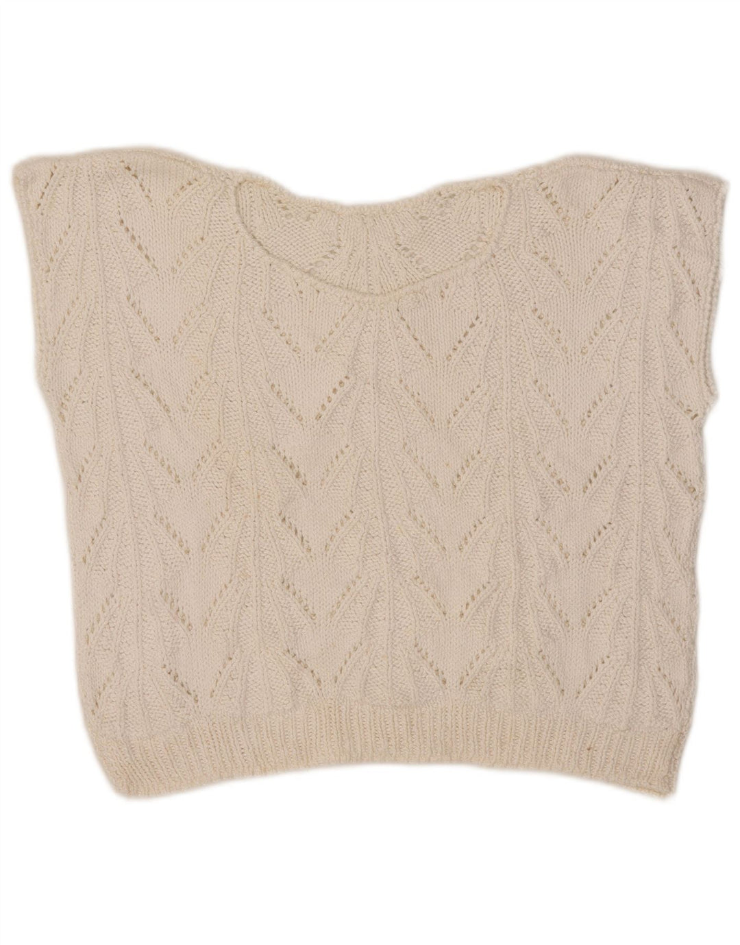 Vintage mujer crop chaleco camiseta sin mangas Reino Unido 12 medio blanco