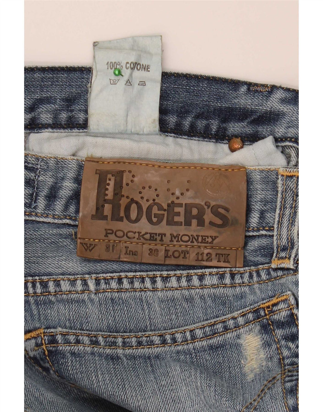 Roy Rogers Vaqueros ajustados desgastados para hombre W31 L34 Algodón azul