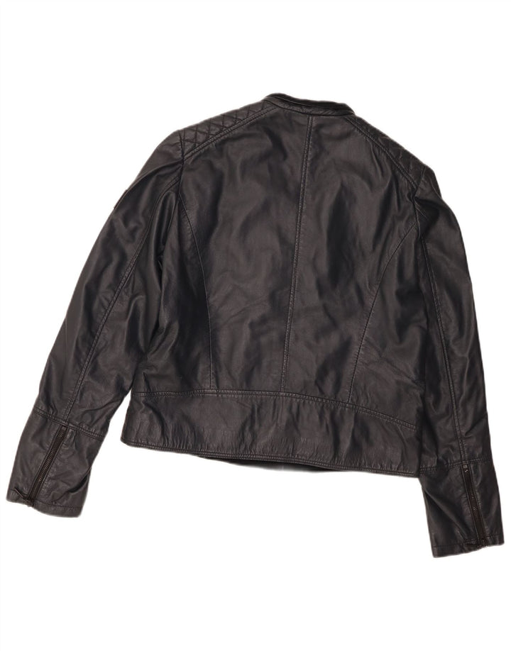 Frieda & Freddies Chaqueta motera de cuero para mujer IT 42 Medium Black Leather
