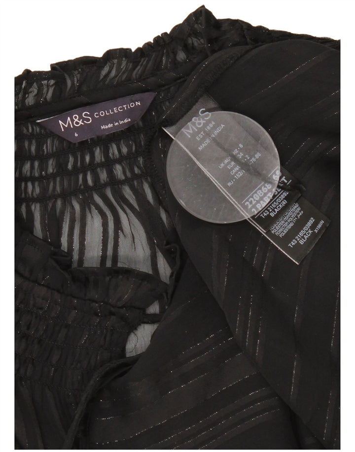 Marks & Spencer Top extragrande transparente de manga larga para mujer UK 6 XS Negro