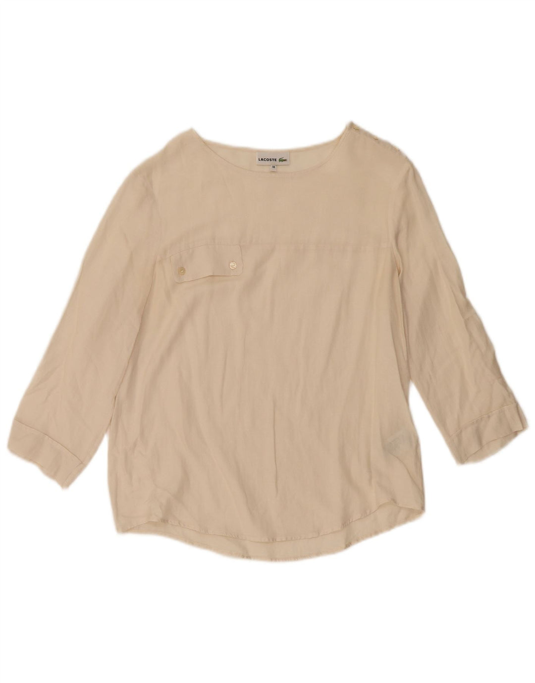 Lacoste Blusa de manga 3/4 para mujer talla 38 mediana de algodón blanco roto