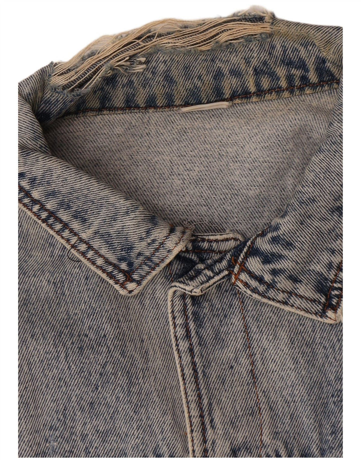 Vintage hombres chaqueta de mezclilla Reino Unido 38 algodón azul medio
