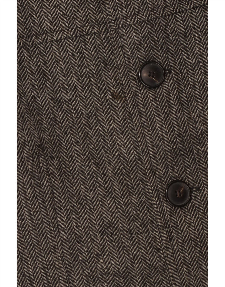 Zara Abrigo largo de corte clásico para hombre UK 40 Large Grey Herringbone