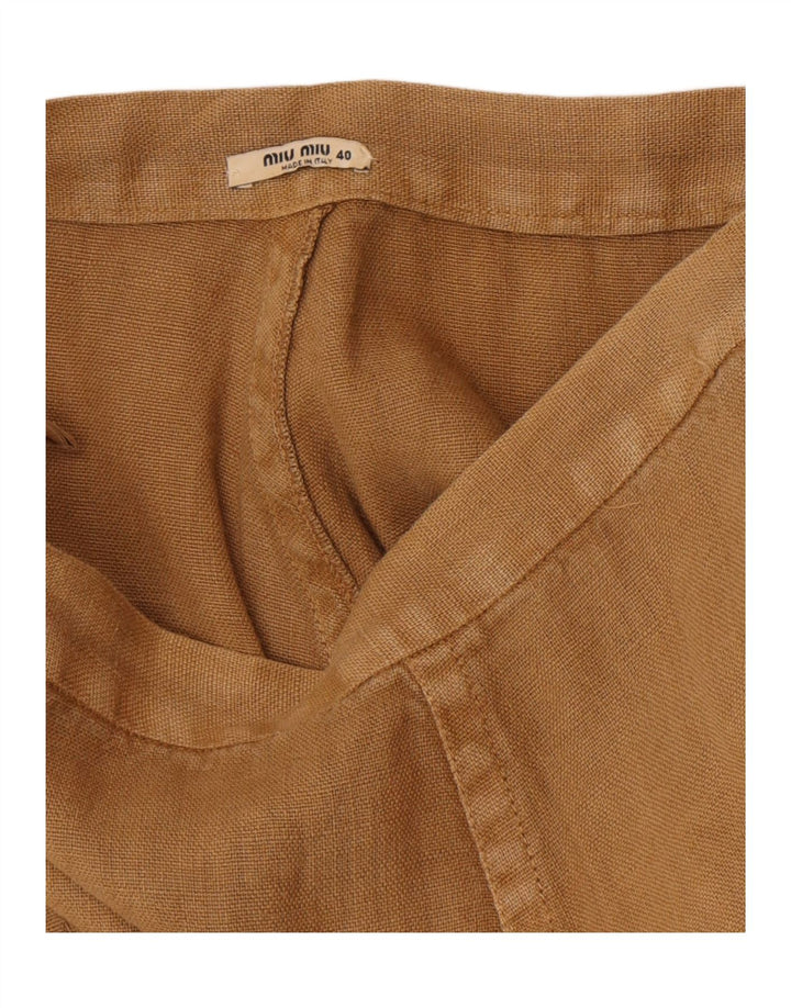 Miu Miu Falda Acampanada para Mujer IT 40 Small W26 Caqui Lino Clásico