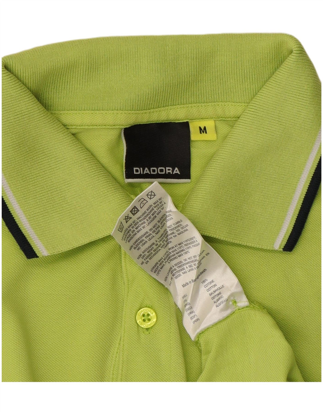 DIADORA Polo Hombre Algodón Verde Medio