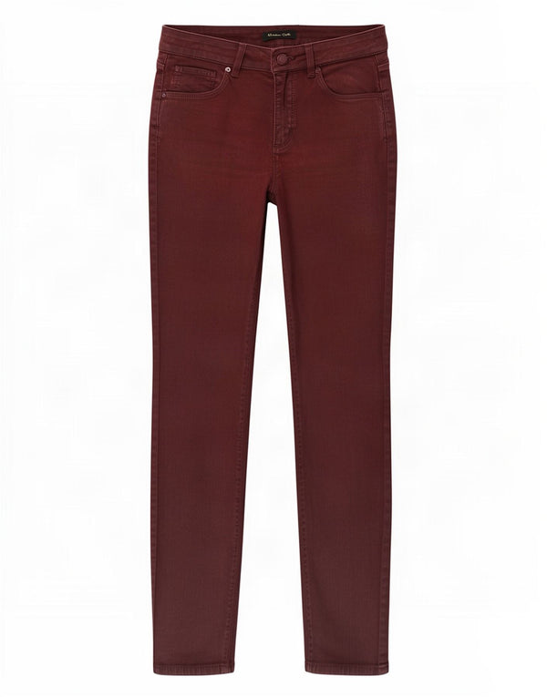 Massimo Dutti Vaqueros Pitillo Mujer EU 38 Small W28 L28 Algodón Burdeos