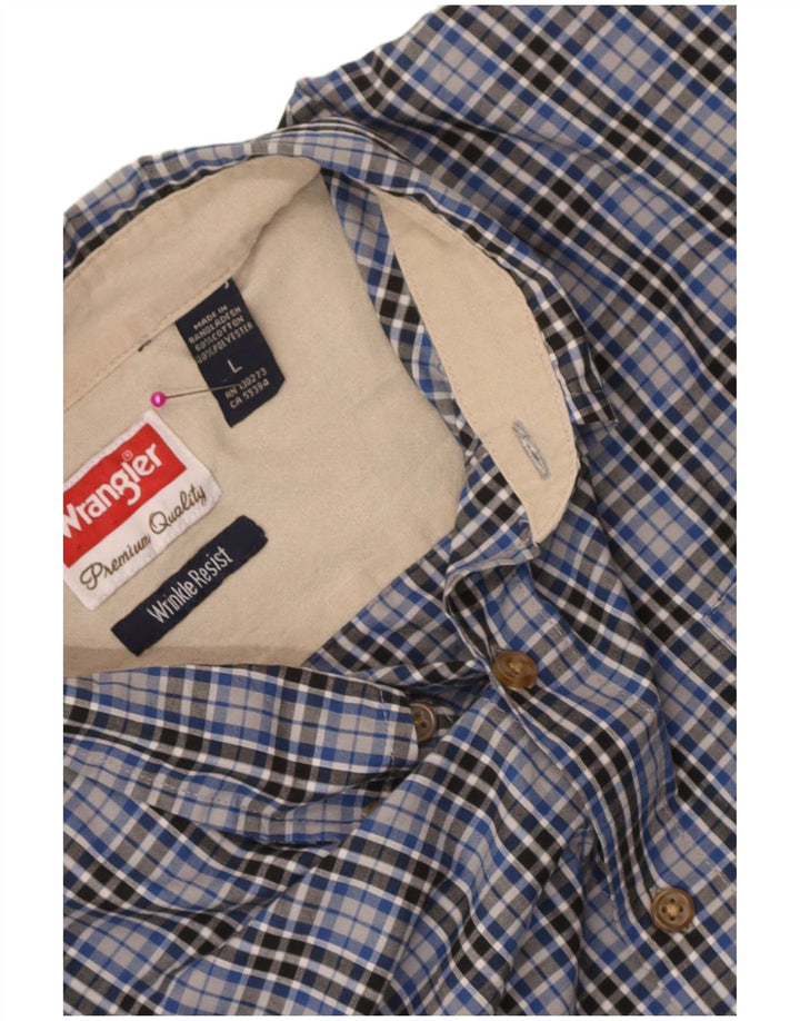 Camisa Wrangler Para Hombre De Algodón A Cuadros Azul Grande