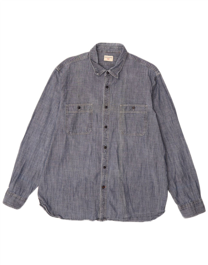 DOCKERS Camisa para hombre grande azul marino