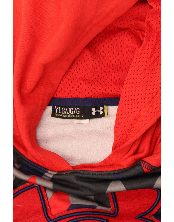 UNDER ARMOUR Jersey con capucha suelto para niñas 11-12 años Grande Rojo Geométrico